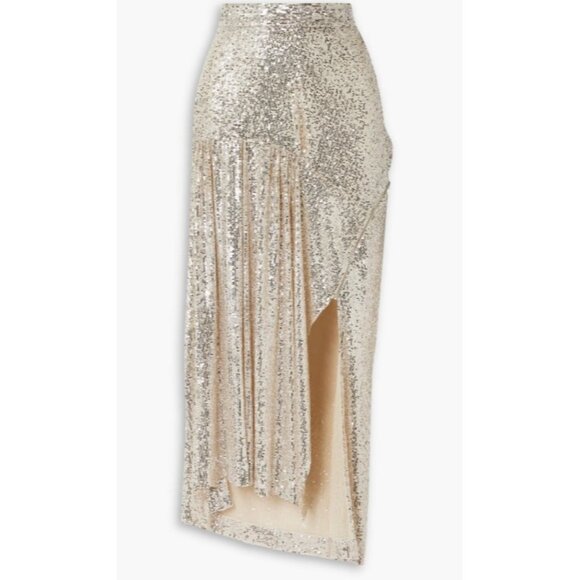 NWT $990 MERYLL ROGGE ASYMMETRIC SEQUINED TULLE MAXI SKIRT SIZE US 2 FR 34 - Picture 2 of 9